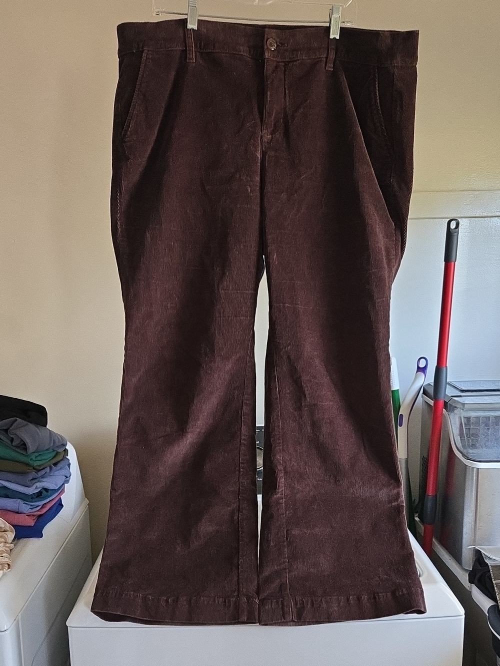 Torrid Womens Plus 18R Wide Leg Corduroy Pants Brown Stretch Flare Trousers - 18